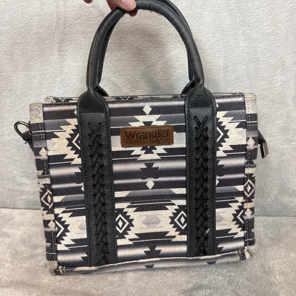 Wrangler Southwestern Aztec Gray Tote Bag Western Boho Cowgirl Purse Bag